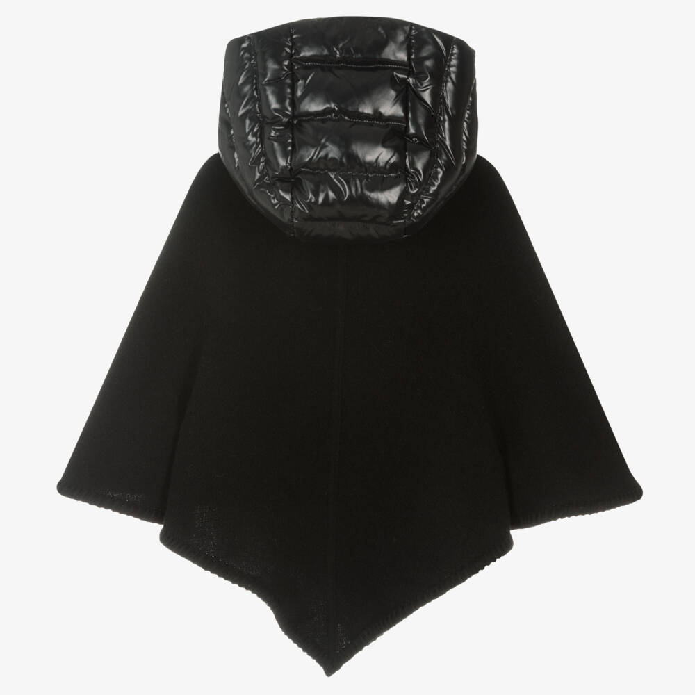 Moncler Enfant-عباءة صوف سوداء أنيقة للبنات | Childrensalon Outlet