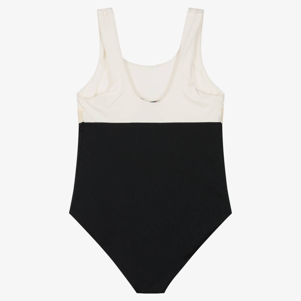 Moncler Enfant-مايوه فاخر للبنات باللون العاجي والأسود | Childrensalon Outlet