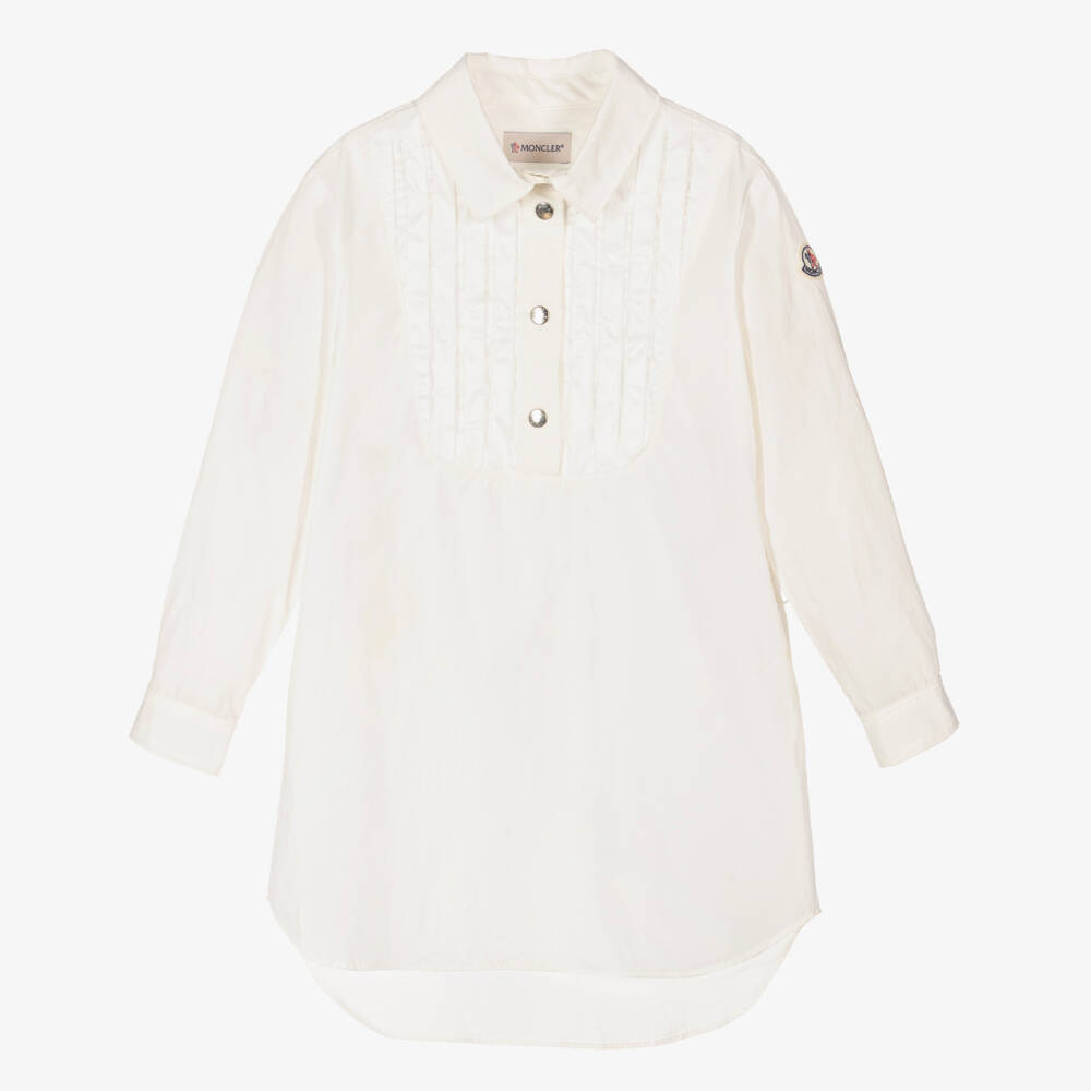 Moncler Enfant-Girls Elegant Ivory Shirt Dress | Childrensalon Outlet