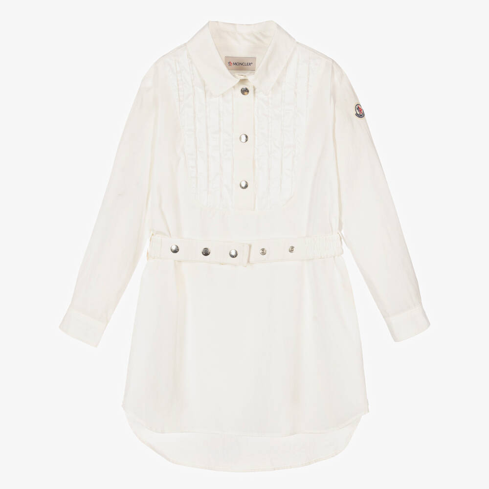 Moncler Enfant-Girls Elegant Ivory Shirt Dress | Childrensalon Outlet