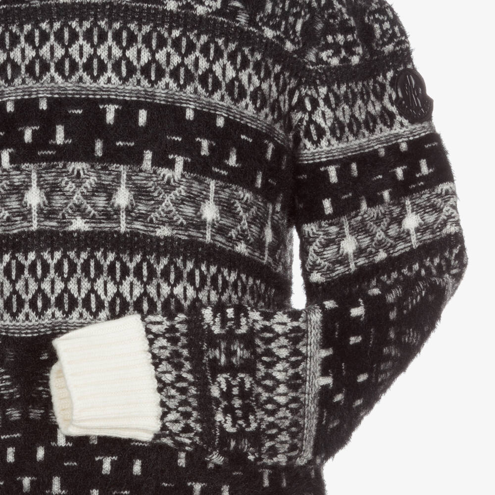 Moncler Enfant-Girls Geometric Black Knit Dress | Childrensalon Outlet