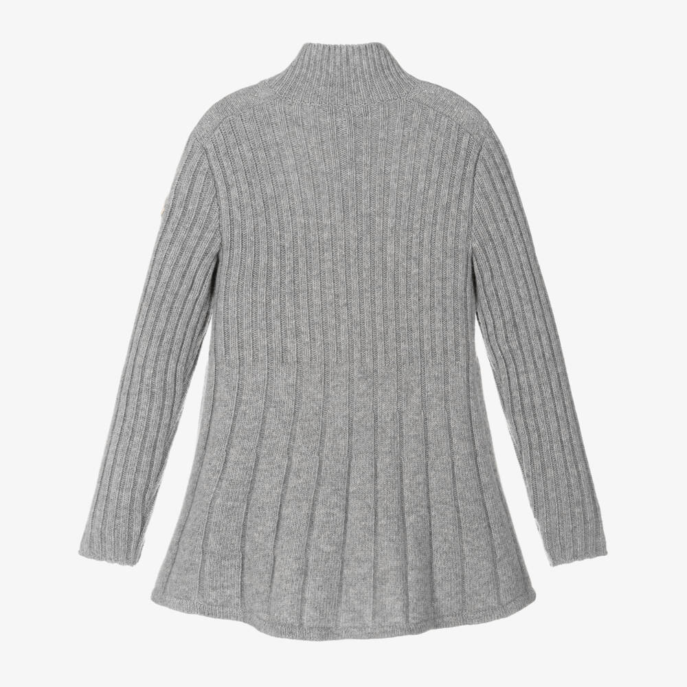 Moncler Enfant-Girls Grey Wool Knit Dress | Childrensalon Outlet