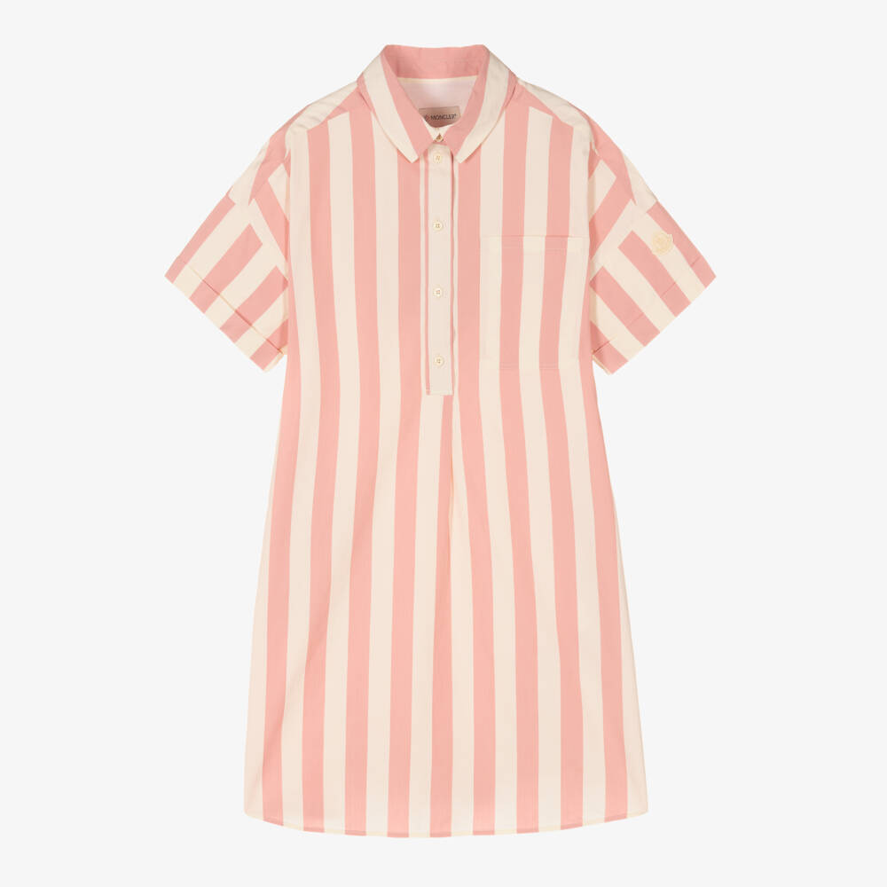 Moncler Enfant-فستان مخطط عاجي ووردي للبنات | Childrensalon Outlet