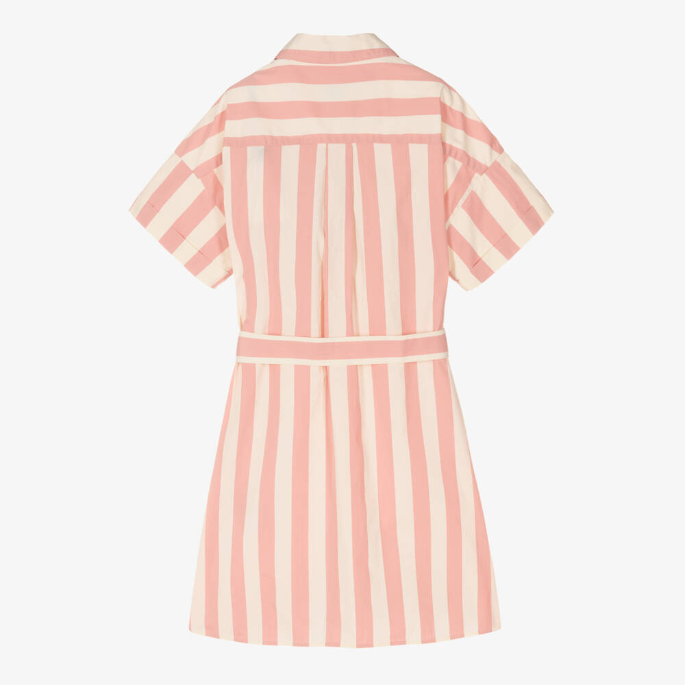 Moncler Enfant-فستان مخطط عاجي ووردي للبنات | Childrensalon Outlet