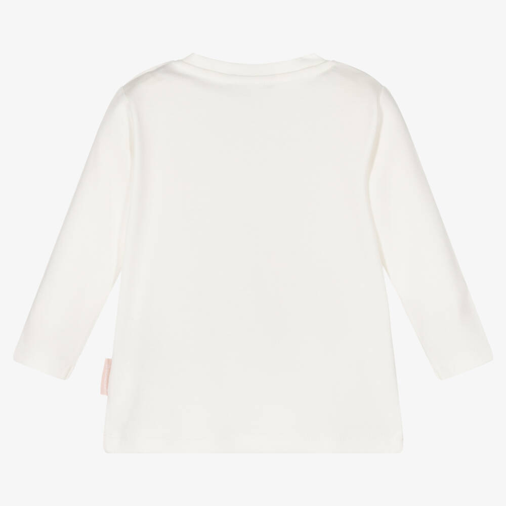 Moncler Enfant-تيشيرت قطن عاجي للبنات مع تصميم دب | Childrensalon Outlet