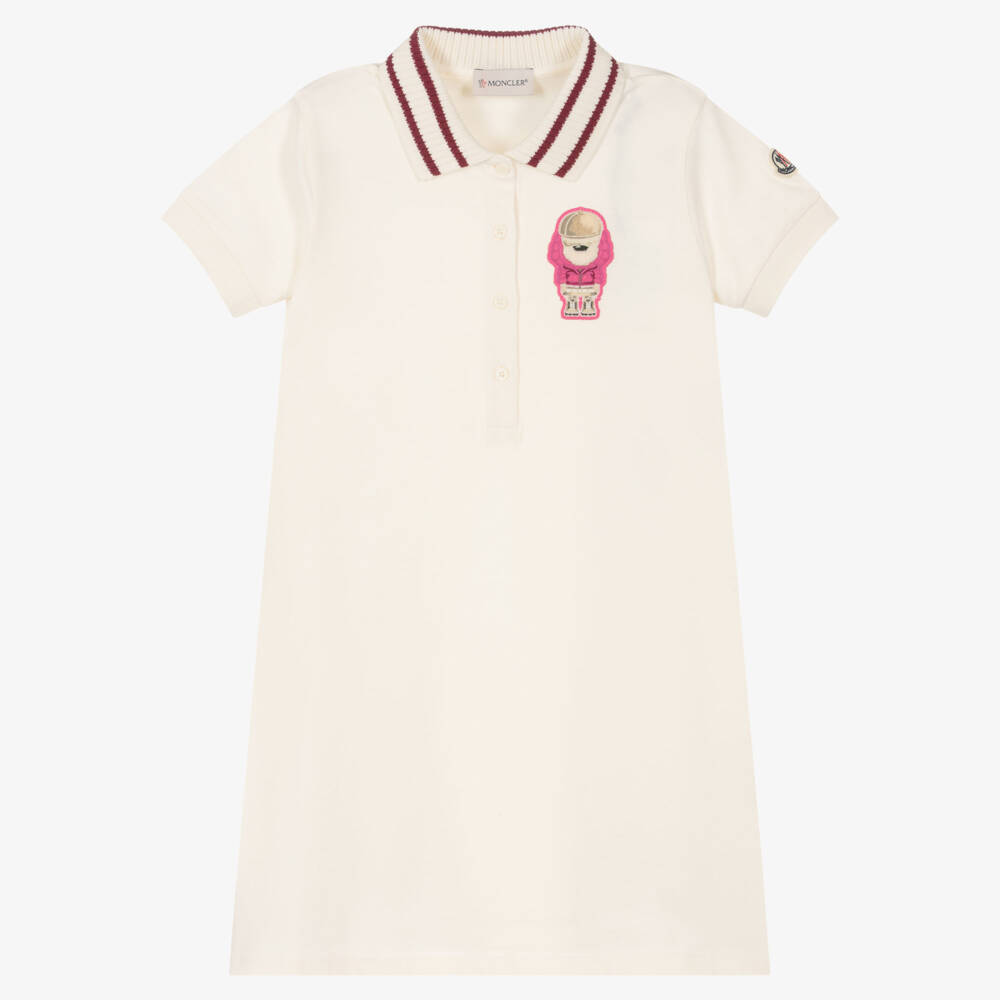 Moncler Enfant-Girls Ivory Cotton Puppy Polo Dress | Childrensalon Outlet