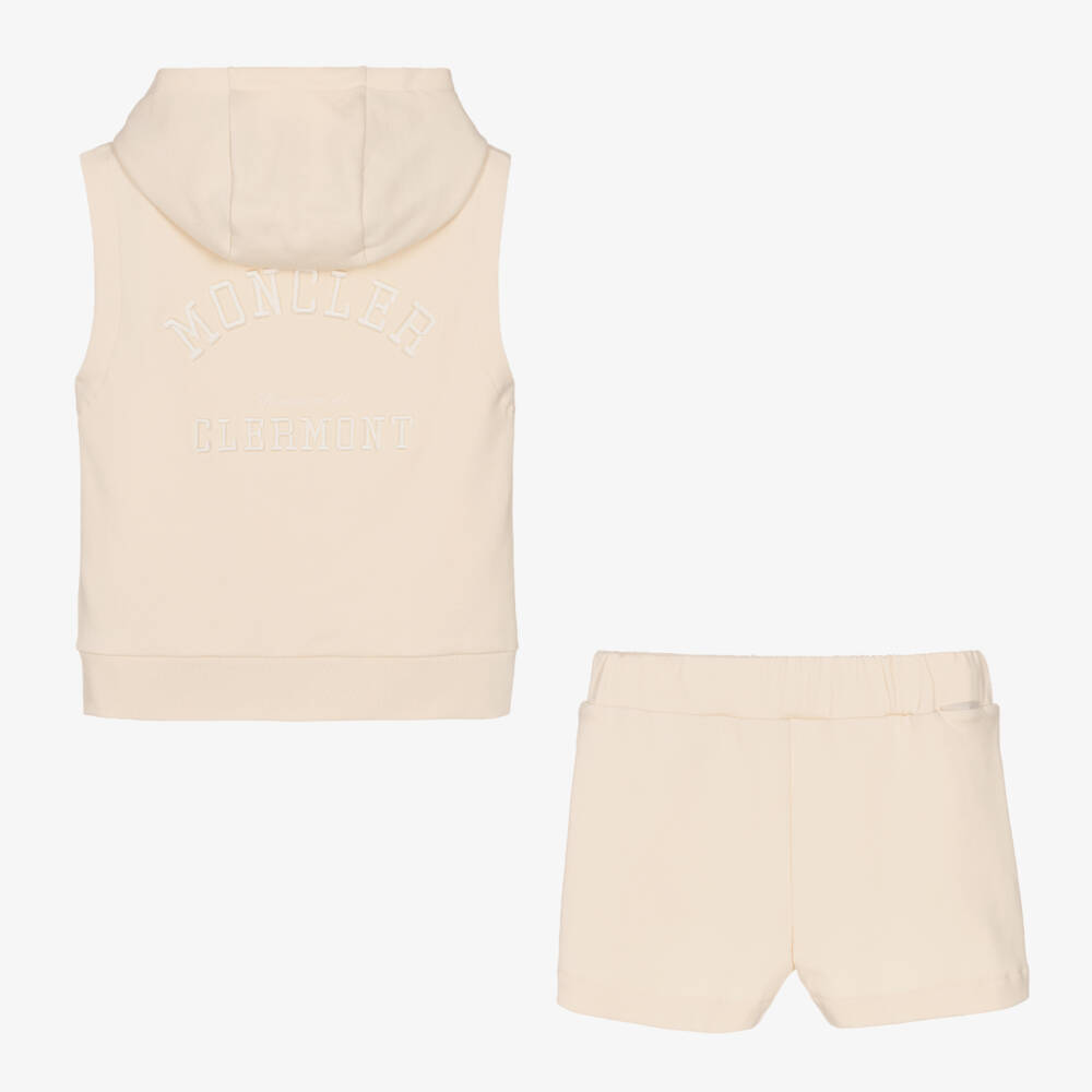 Moncler Enfant-Girls Ivory Hoodie and Shorts Set | Childrensalon Outlet