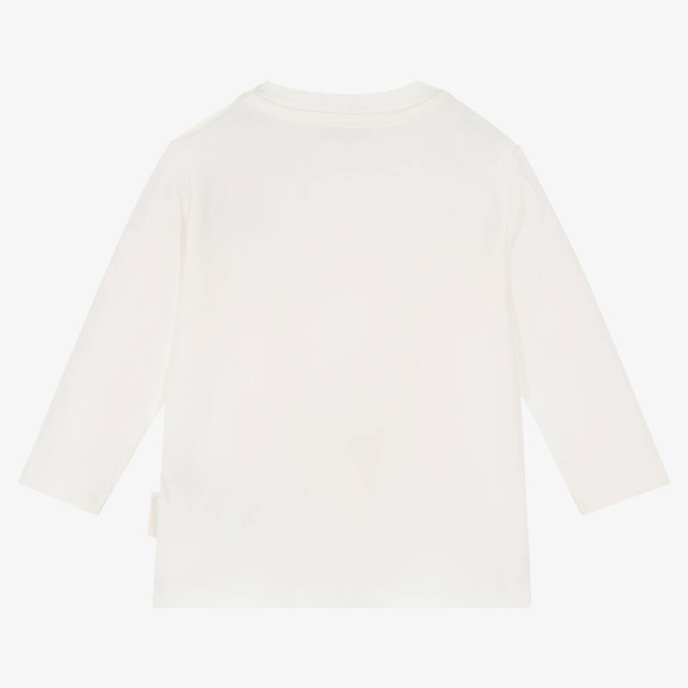 Moncler Enfant-Футболка из кремового хлопкового трикотажа для девочек | Childrensalon Outlet