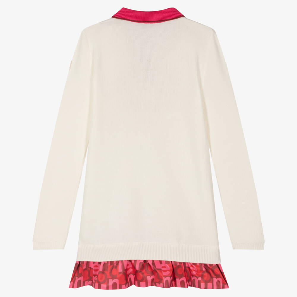 Moncler Enfant-Girls Ivory Knit Cotton Dress | Childrensalon Outlet