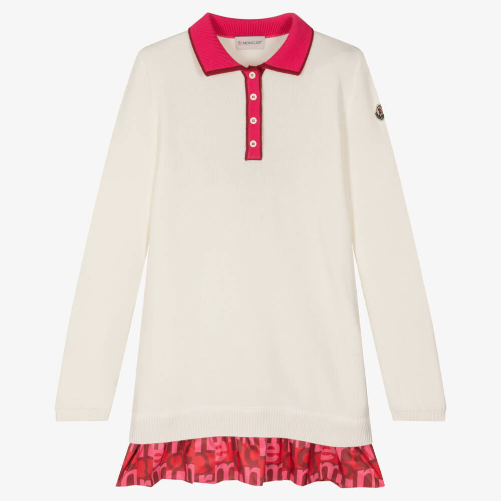 Moncler Enfant-Girls Ivory Knit Cotton Dress | Childrensalon Outlet