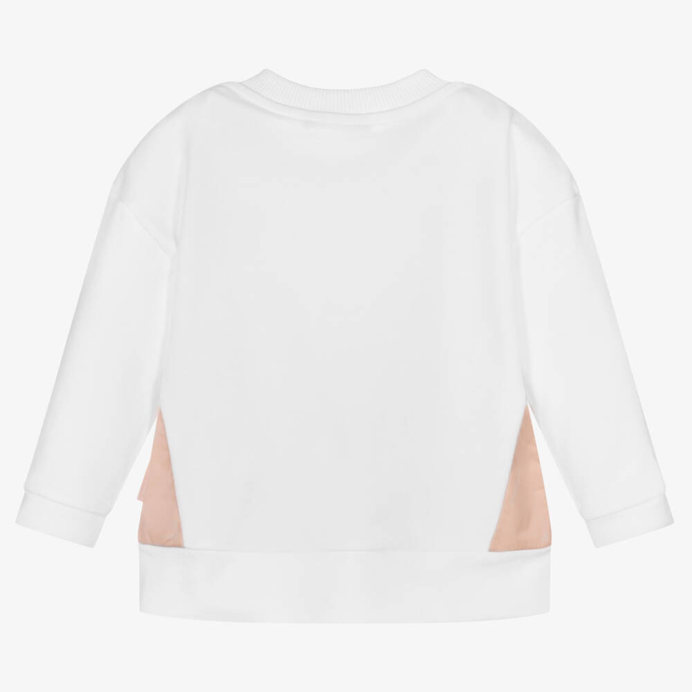 Moncler Enfant-Кремовый хлопковый свитшот с логотипом для девочек | Childrensalon Outlet
