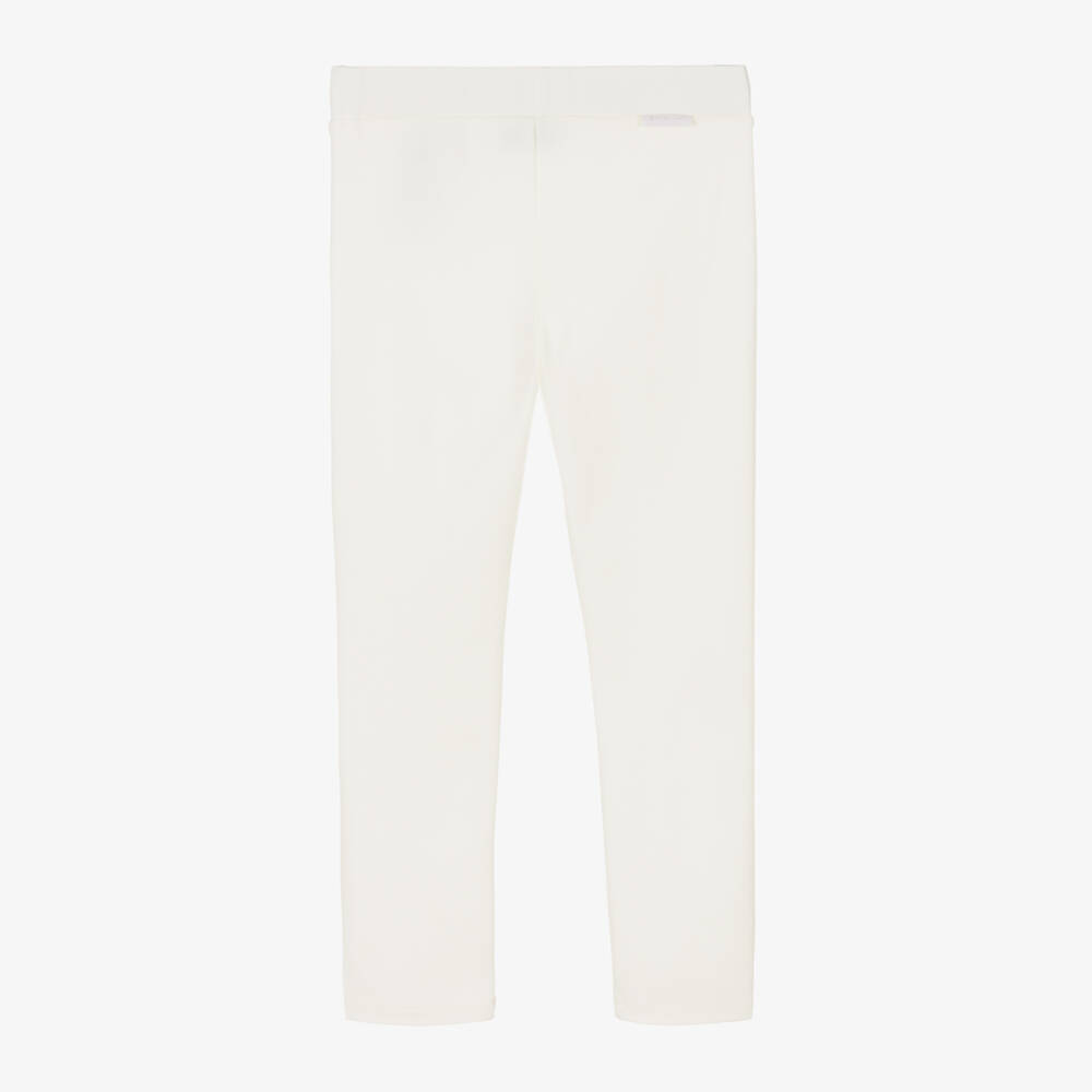 Moncler Enfant-Кремовые леггинсы из миланского трикотажа для девочек | Childrensalon Outlet