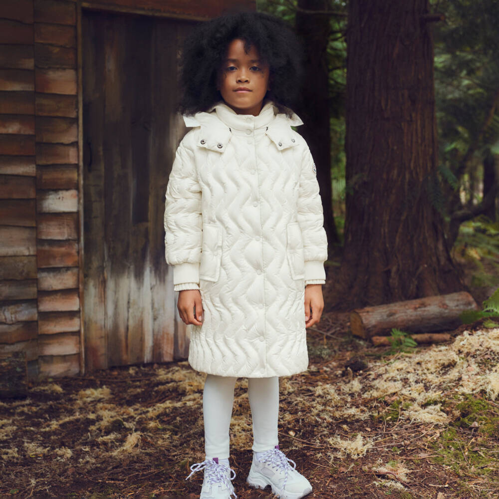 Moncler Enfant-Кремовые леггинсы из миланского трикотажа для девочек | Childrensalon Outlet