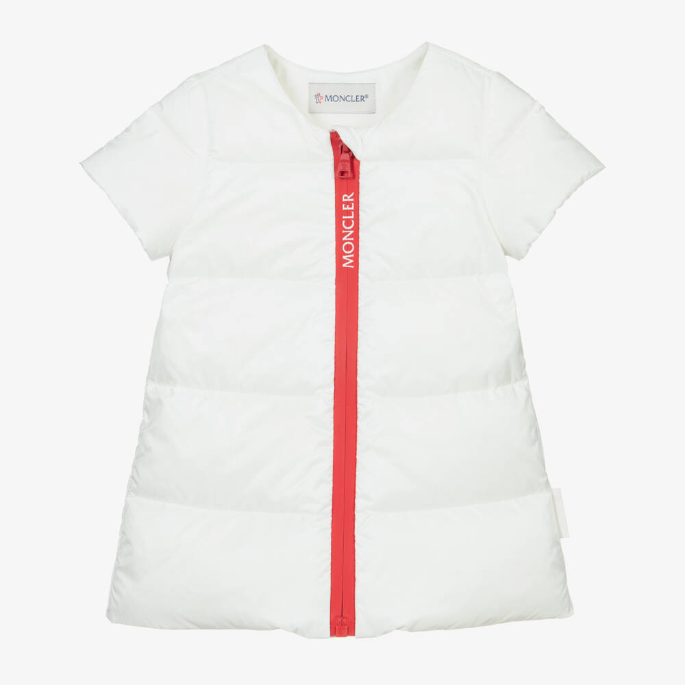 Moncler Enfant-Girls Ivory Quilted Down Dress | Childrensalon Outlet