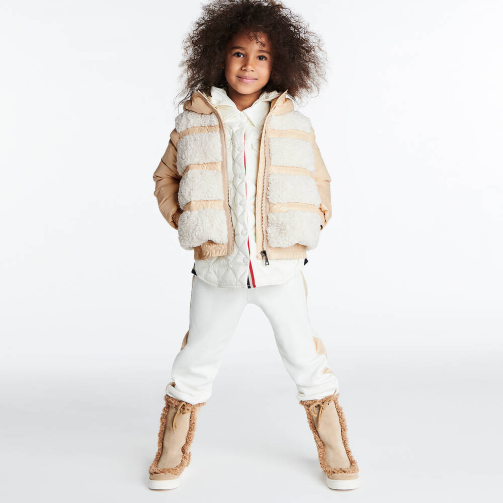 Moncler Enfant-Кремовая стеганая куртка для девочек | Childrensalon Outlet