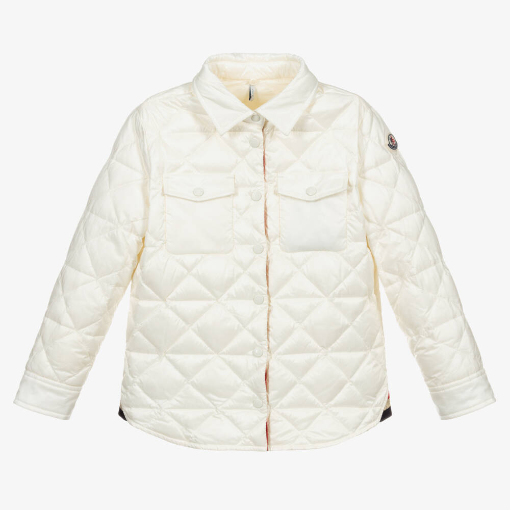 Moncler Enfant-Кремовая стеганая куртка для девочек | Childrensalon Outlet