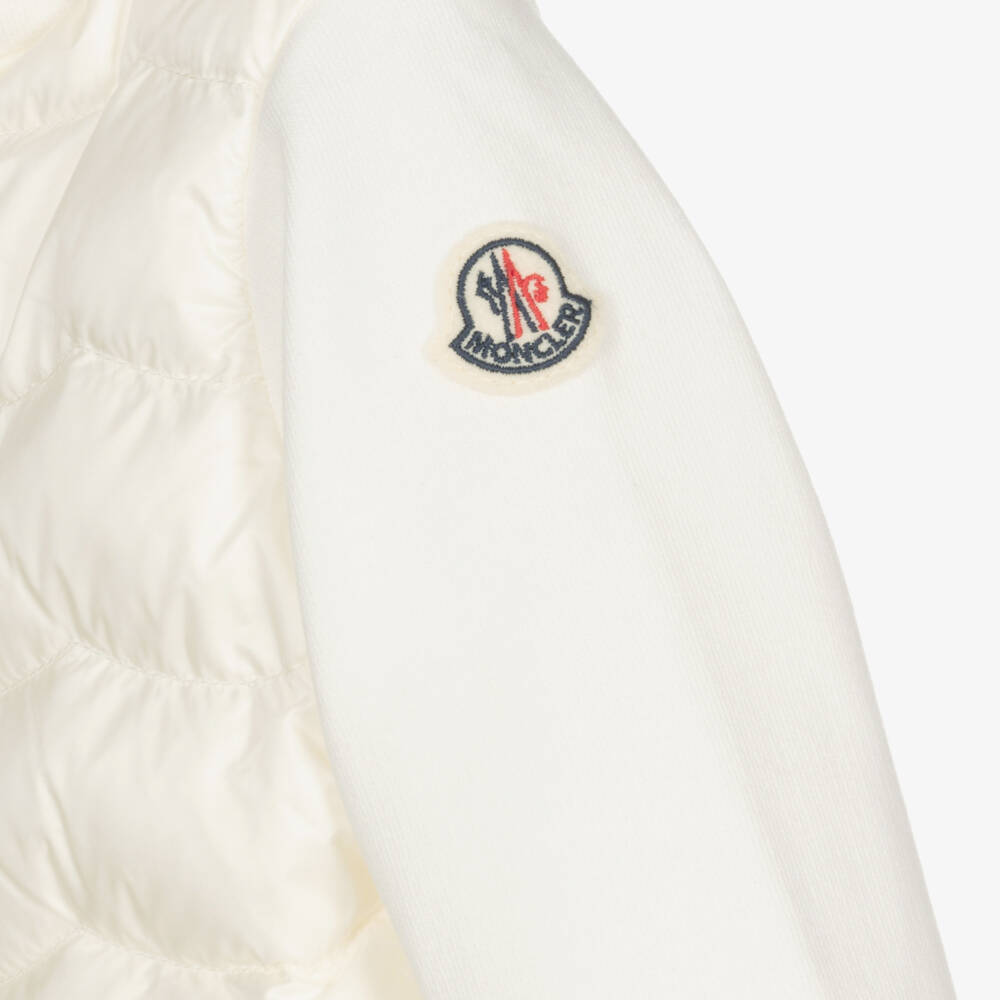 Moncler Enfant-Girls Ivory Quilted Hoodie Top | Childrensalon Outlet