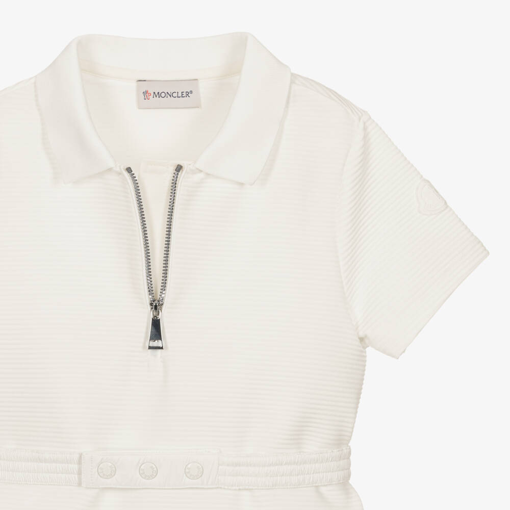 Moncler Enfant-فستان بولو عاجي مضلع للبنات | Childrensalon Outlet