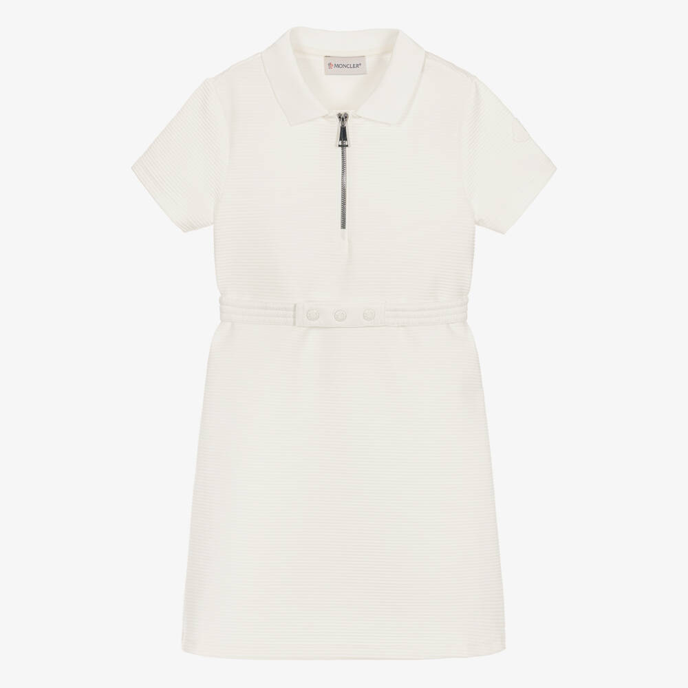 Moncler Enfant-فستان بولو عاجي مضلع للبنات | Childrensalon Outlet
