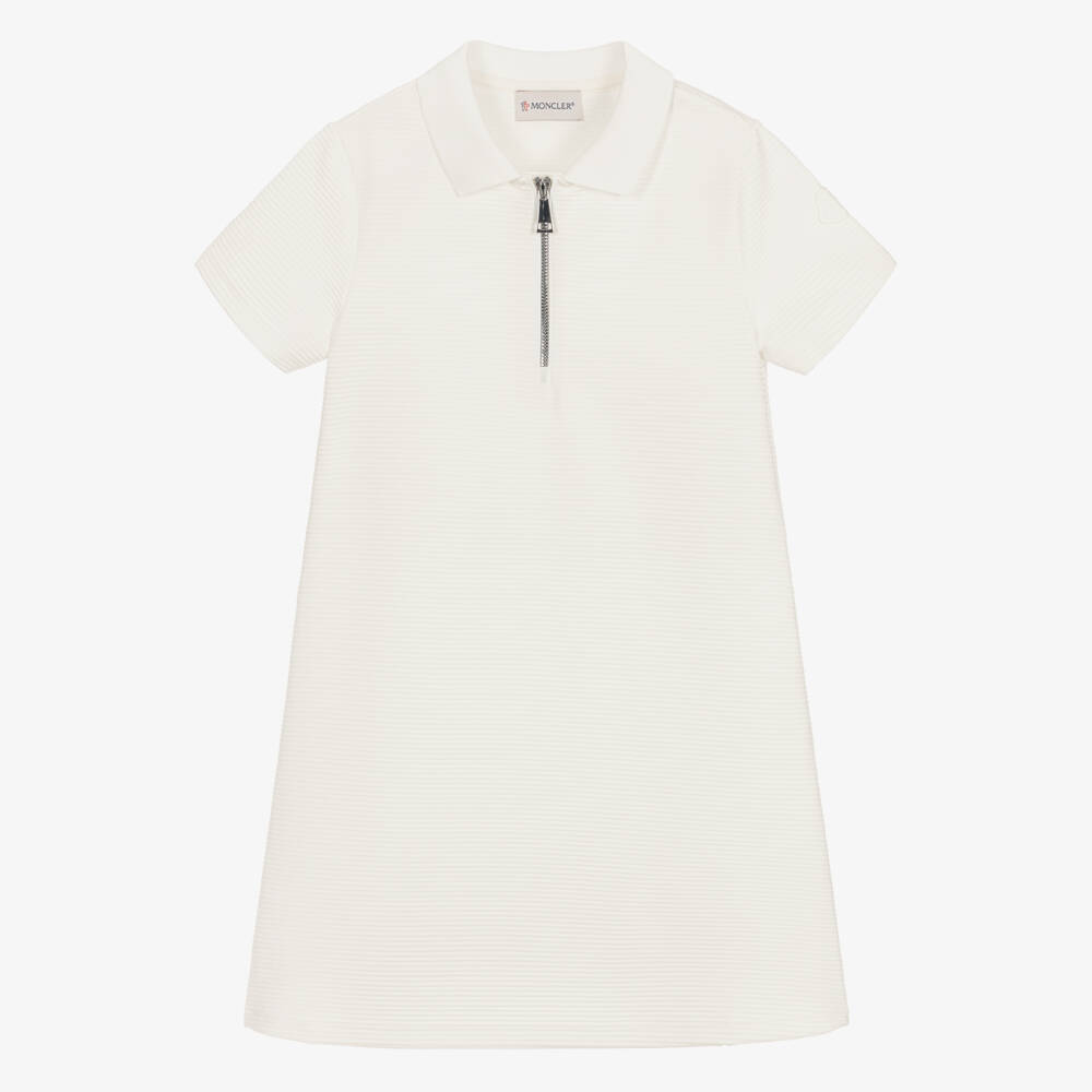 Moncler Enfant-فستان بولو عاجي مضلع للبنات | Childrensalon Outlet
