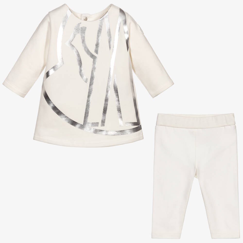 Moncler Enfant-Girls Ivory Silver Tunic Leggings | Childrensalon Outlet