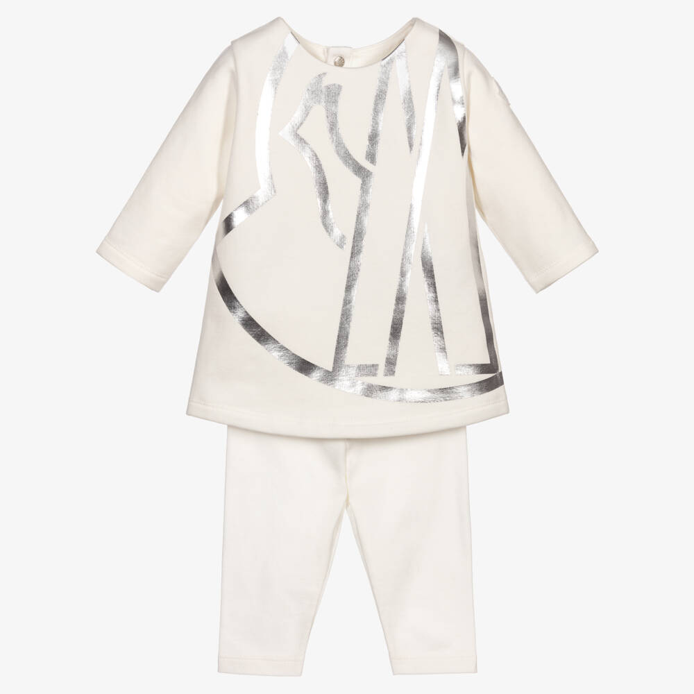 Moncler Enfant-Girls Ivory Silver Tunic Leggings | Childrensalon Outlet