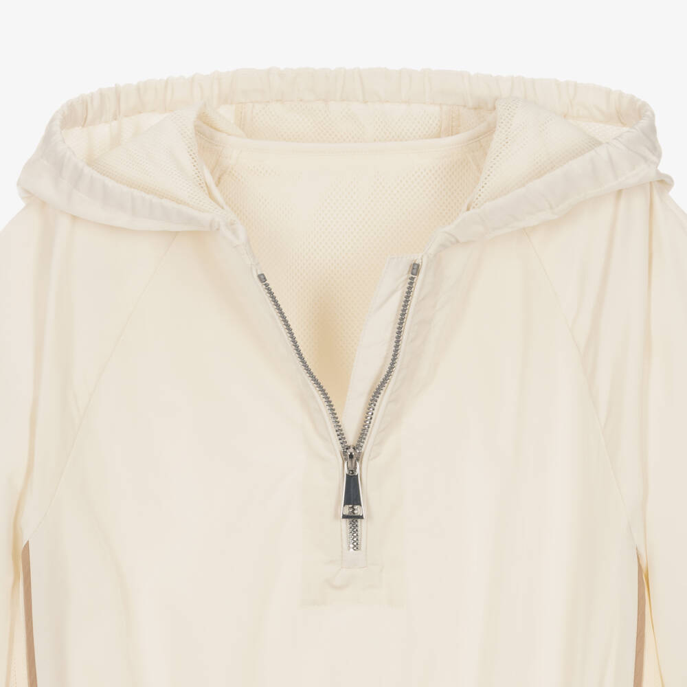 Moncler Enfant-فستان عاجي للبنات بتفاصيل شريطية | Childrensalon Outlet