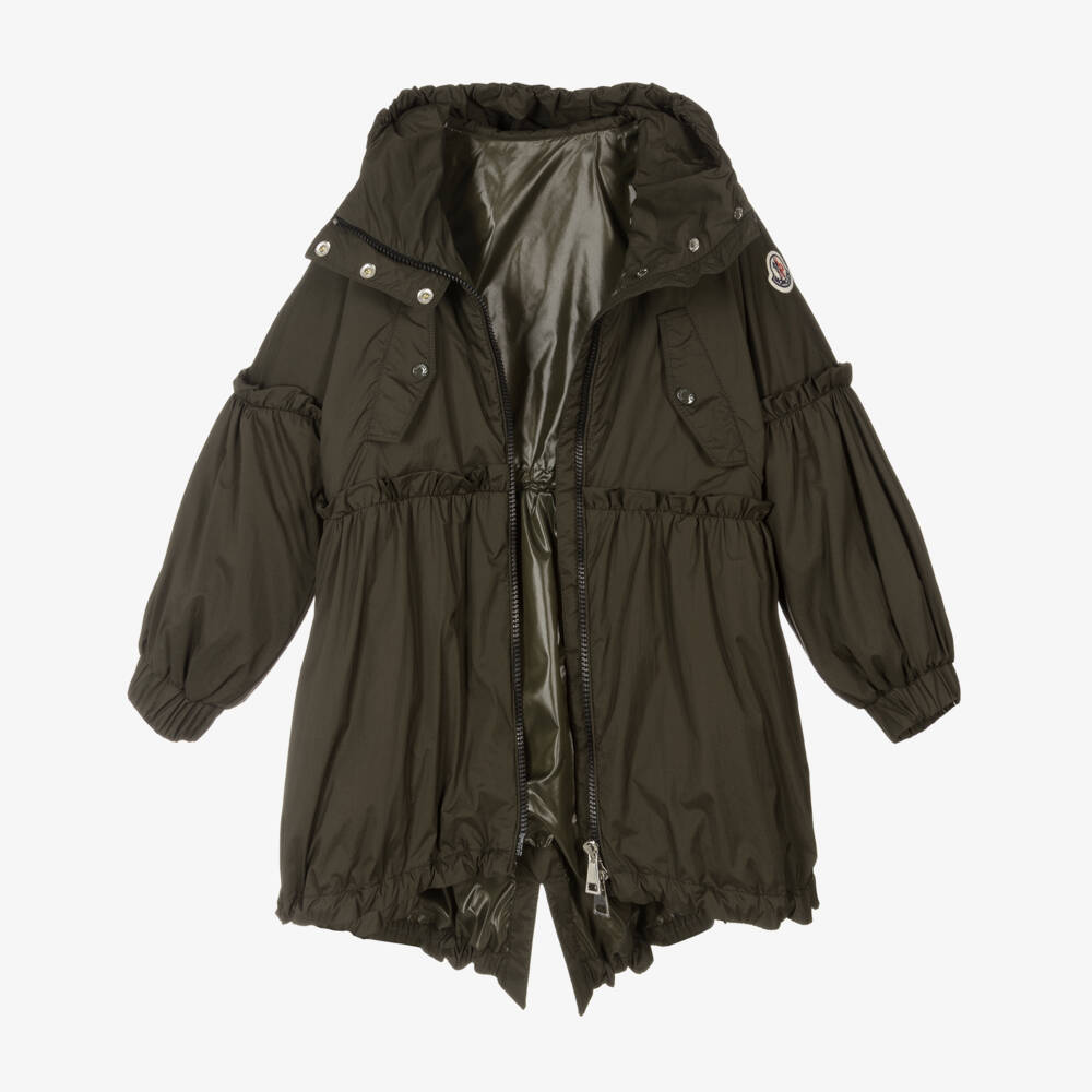 Moncler Enfant-معطف باركا كاكي بغطاء للرأس للبنات | Childrensalon Outlet