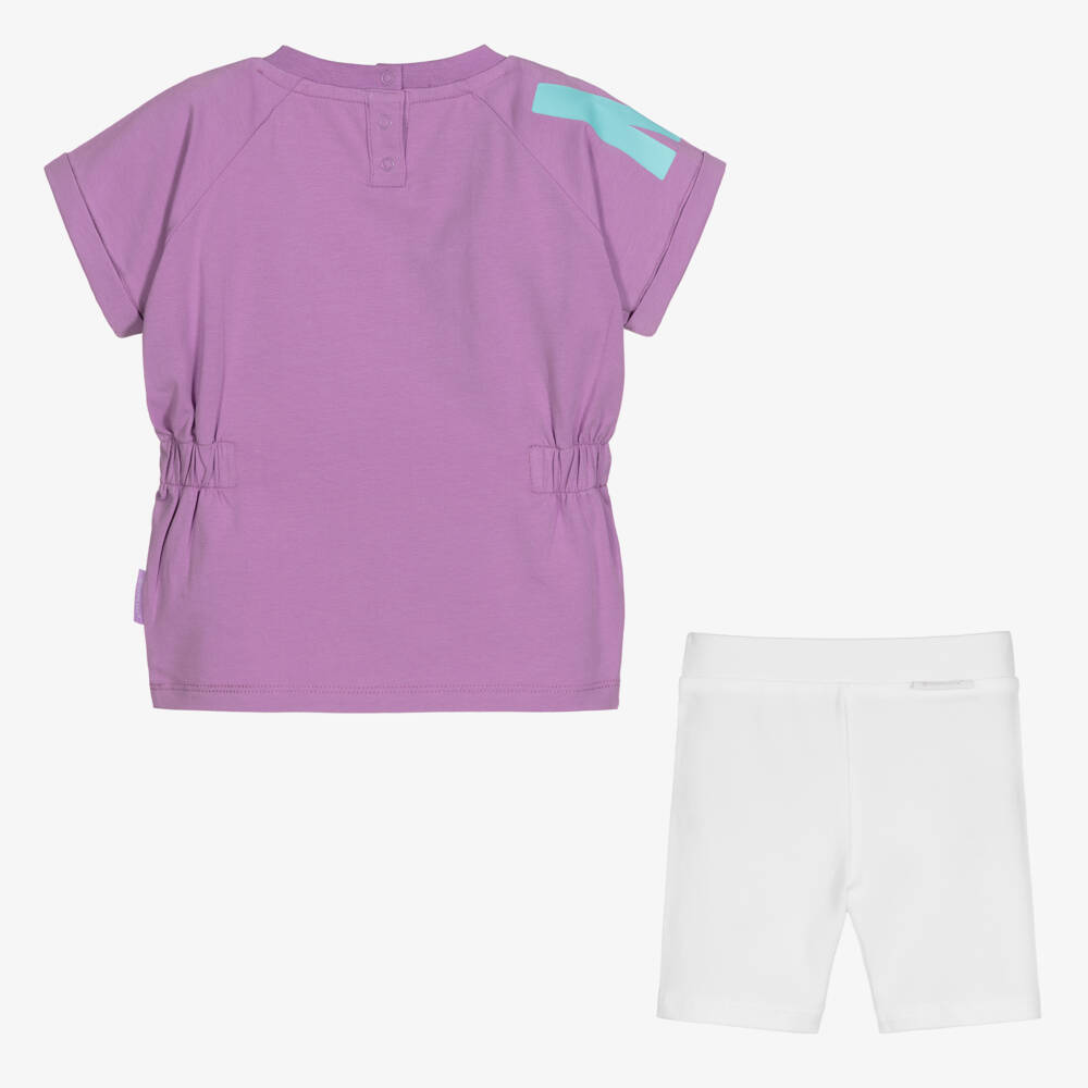 Moncler Enfant-طقم قصير من القطن البنفسجي للبنات | Childrensalon Outlet