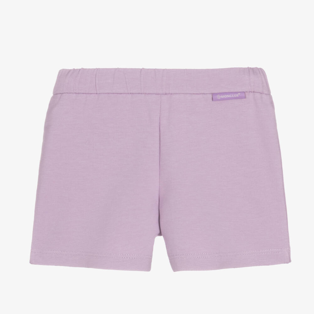 Moncler Enfant-Girls Lilac Cotton Logo Shorts | Childrensalon Outlet