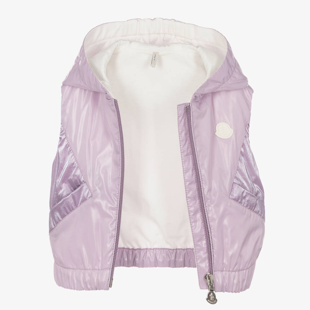 Moncler Enfant-جيليه نايلون بنفسجي بغطاء للرأس للبنات | Childrensalon Outlet