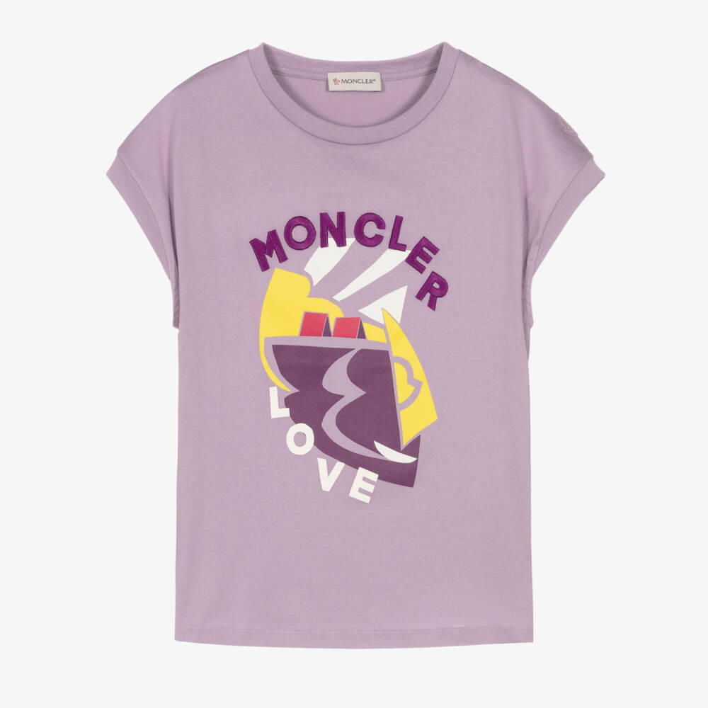 Moncler Enfant-Girls Lilac Love Logo Tee | Childrensalon Outlet