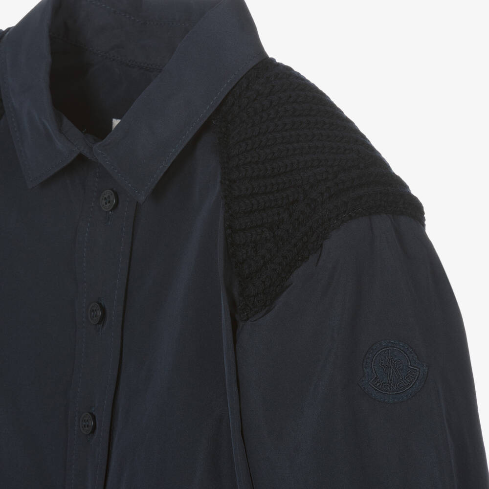 Moncler Enfant-Платье из шерсти темно-синего цвета для девочек | Childrensalon Outlet