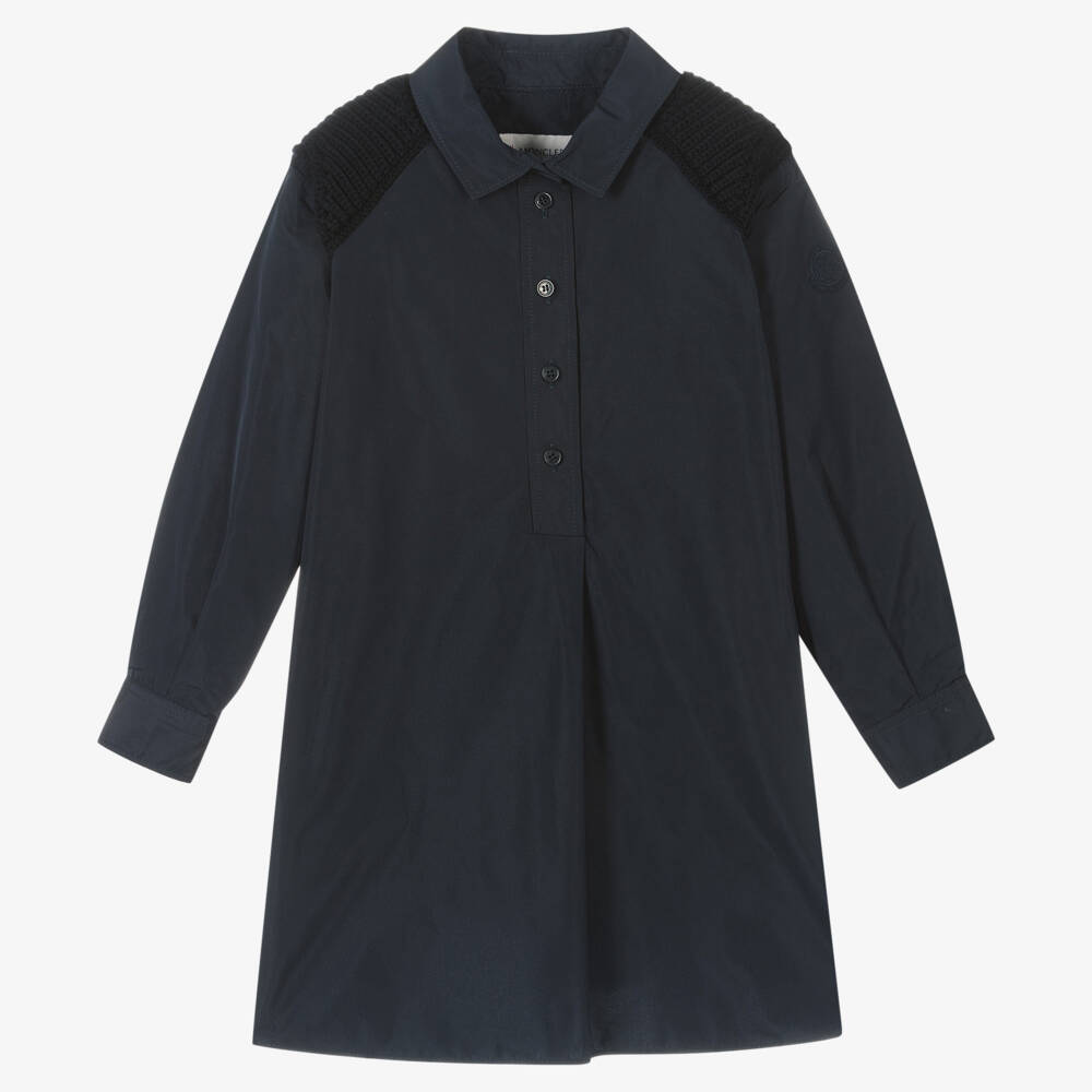 Moncler Enfant-Платье из шерсти темно-синего цвета для девочек | Childrensalon Outlet