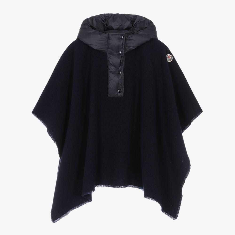 Moncler Enfant-عباءة صوفية وناعمة للفتيات بلون منتصف الليل | Childrensalon Outlet