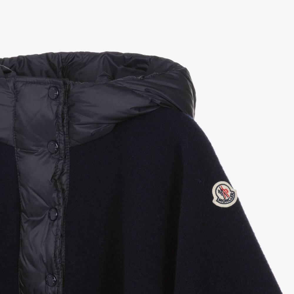Moncler Enfant-عباءة صوفية وناعمة للفتيات بلون منتصف الليل | Childrensalon Outlet