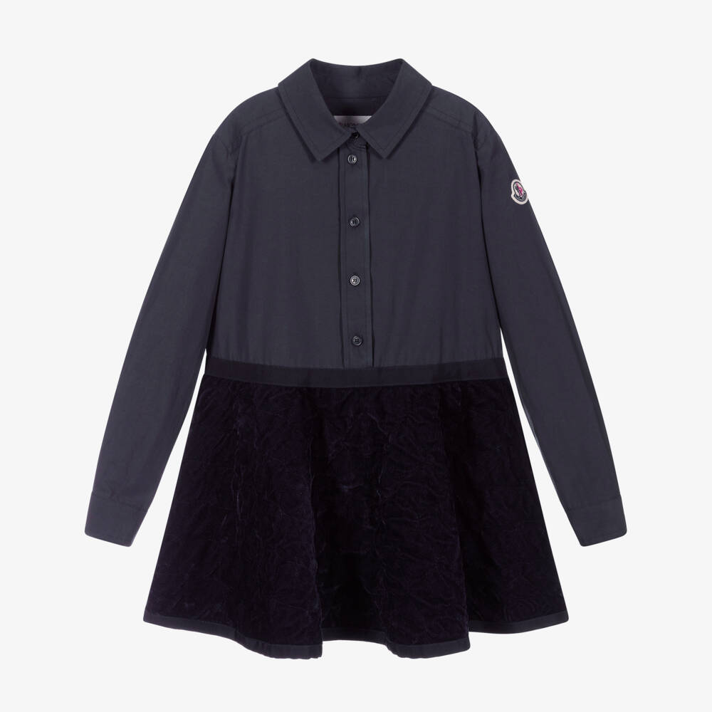Moncler Enfant-فستان كوردروي قطني نقي للبنات باللون الكحلي | Childrensalon Outlet