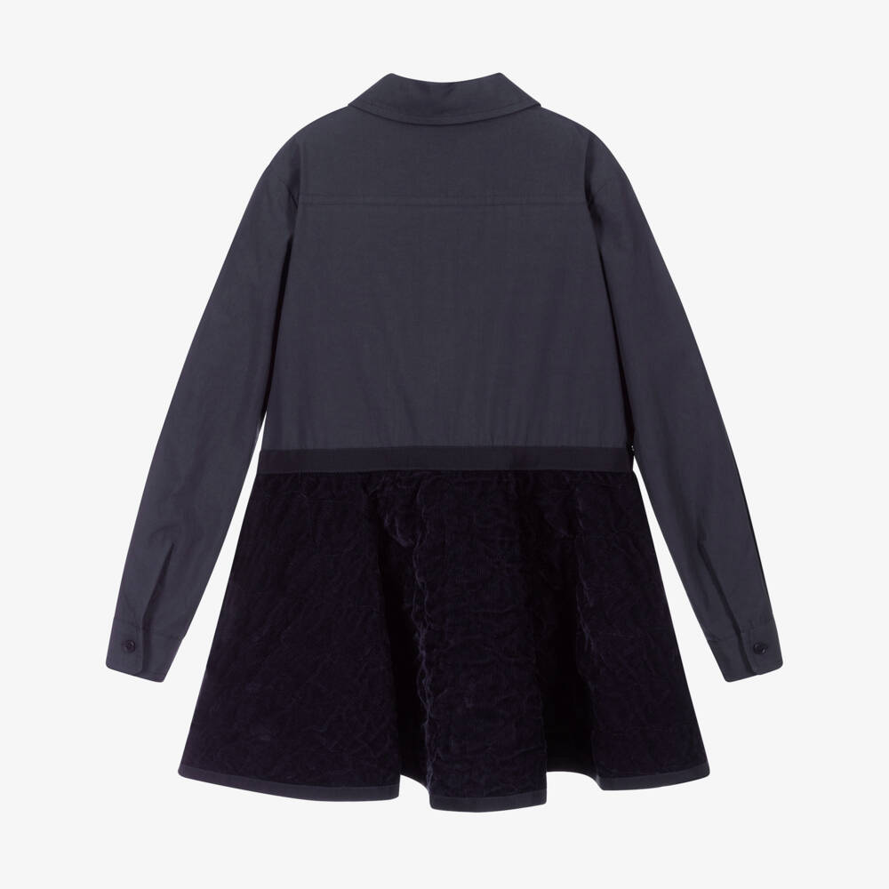 Moncler Enfant-فستان كوردروي قطني نقي للبنات باللون الكحلي | Childrensalon Outlet