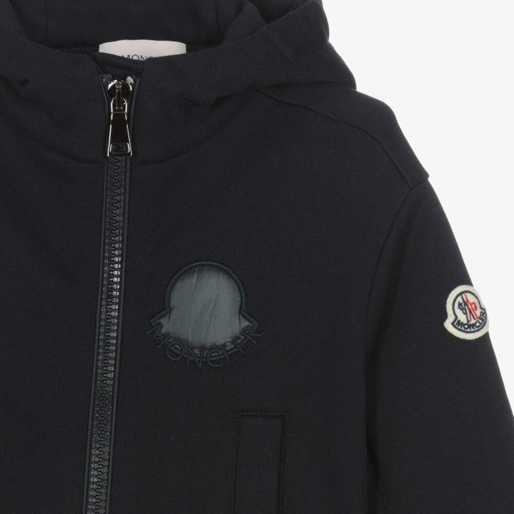 Moncler Enfant-Куртка с капюшоном из синего хлопка для девочек | Childrensalon Outlet