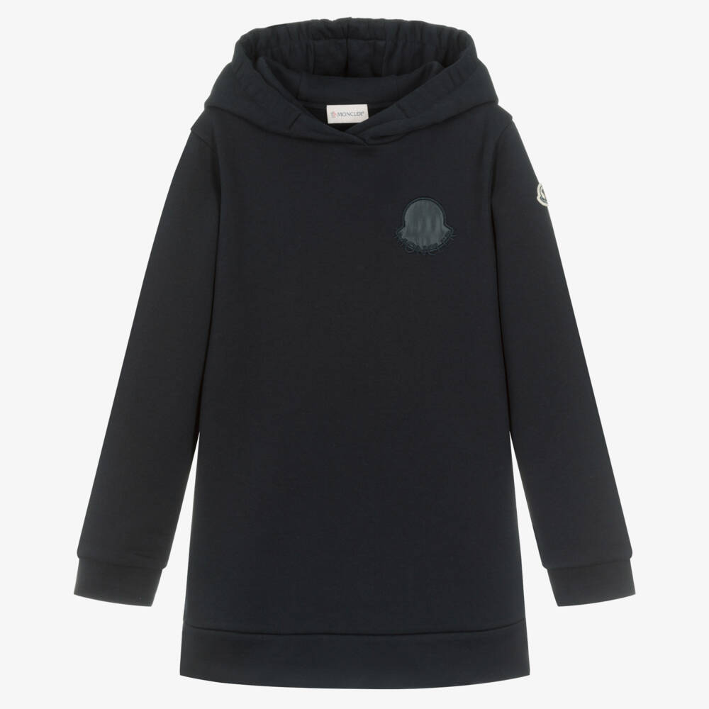 Moncler Enfant-Girls Navy Cotton Hoodie Dress | Childrensalon Outlet