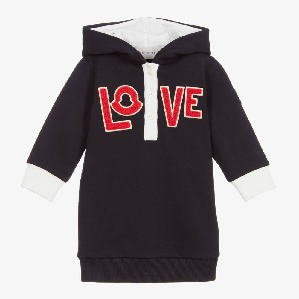 Moncler Enfant-فستان بحبوة بغطاء رأس للبنات بلون كحلي | Childrensalon Outlet