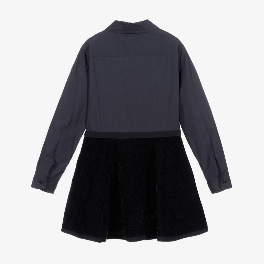Moncler Enfant-فستان قميص مبطن كحلي للبنات | Childrensalon Outlet