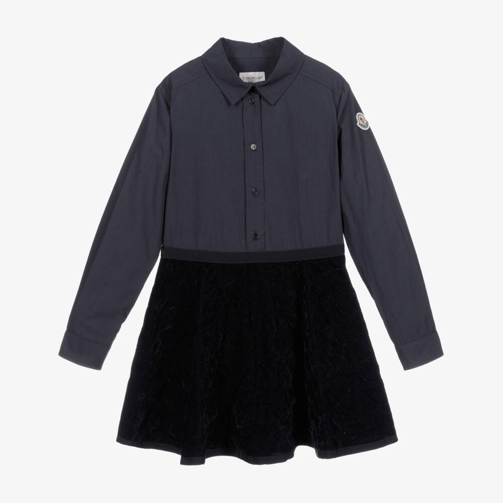 Moncler Enfant-فستان قميص مبطن كحلي للبنات | Childrensalon Outlet