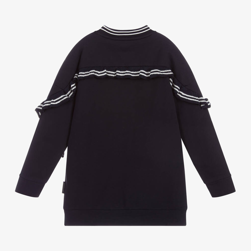 Moncler Enfant-Платье-свитер с рюшами синее для девочек | Childrensalon Outlet
