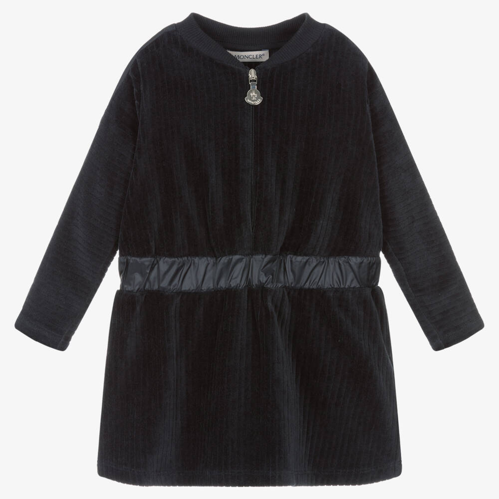 Moncler Enfant-Girls Navy Velvet Corduroy Dress | Childrensalon Outlet