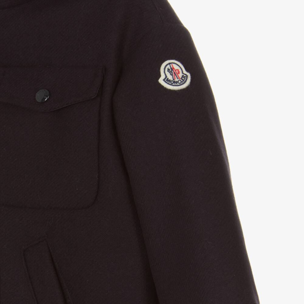 Moncler Enfant-Girls Navy Wool & Down Coat | Childrensalon Outlet