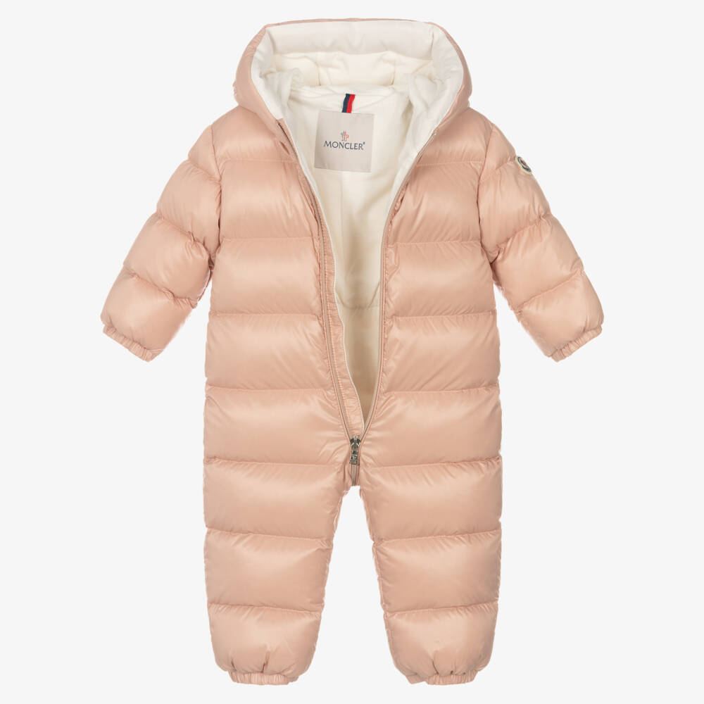 Moncler Enfant-Girls Pale Pink Down Snowsuit | Childrensalon Outlet