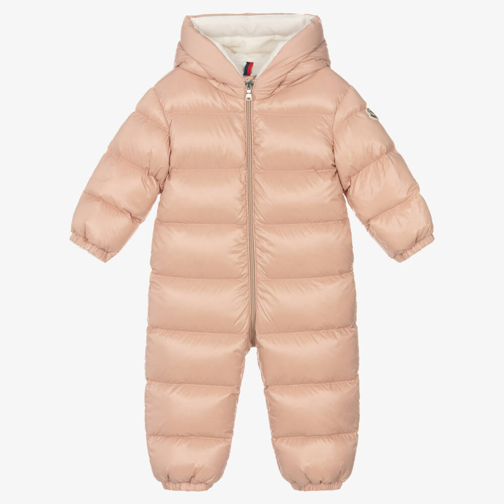 Moncler Enfant-Girls Pale Pink Down Snowsuit | Childrensalon Outlet