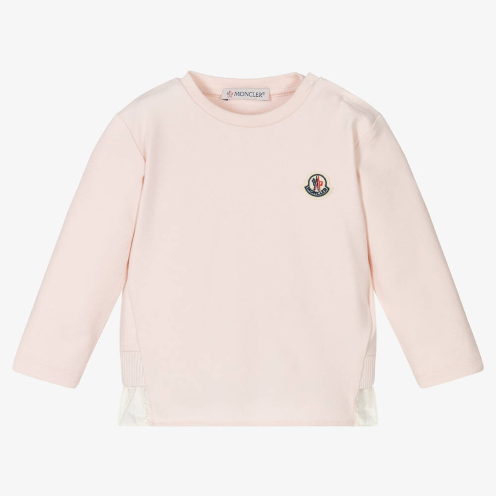 Moncler Enfant-بلوزة وردية شاحبة للبنات مع كشكش | Childrensalon Outlet