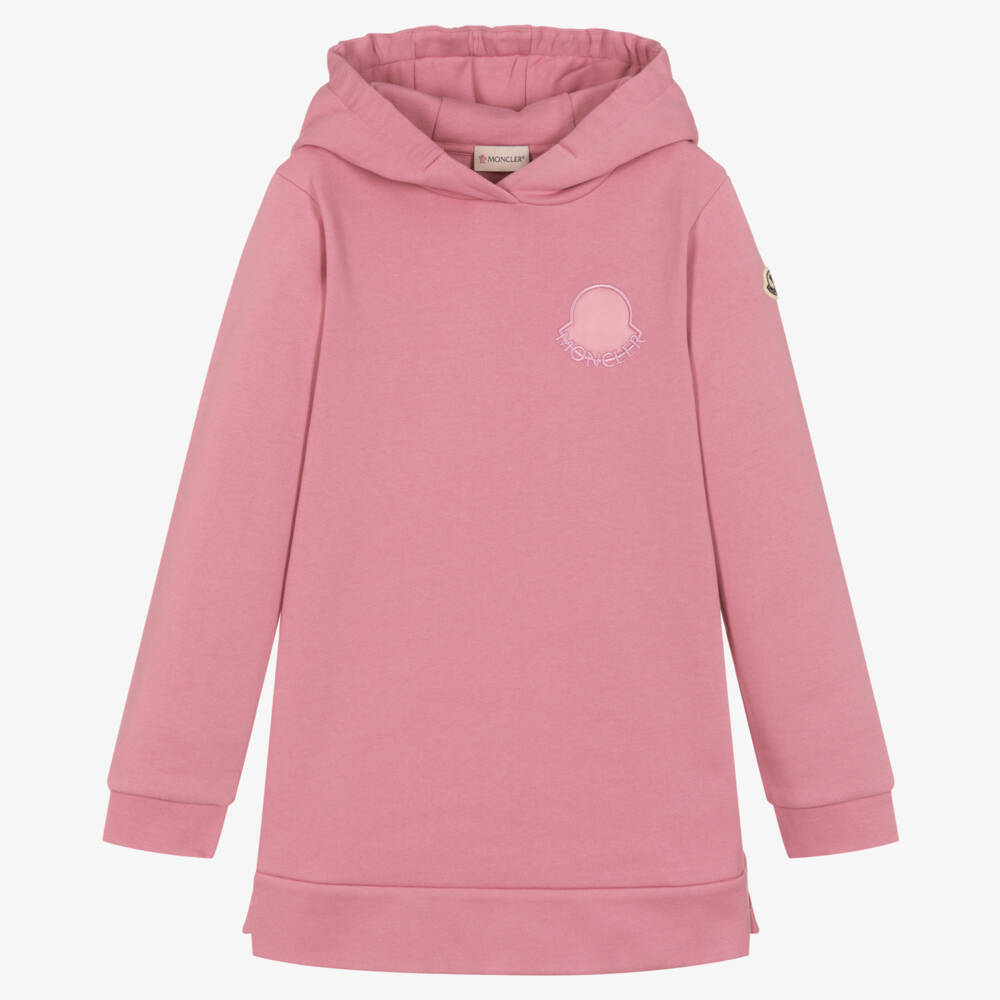 Moncler Enfant-Girls Pink Cotton Hoodie Dress | Childrensalon Outlet